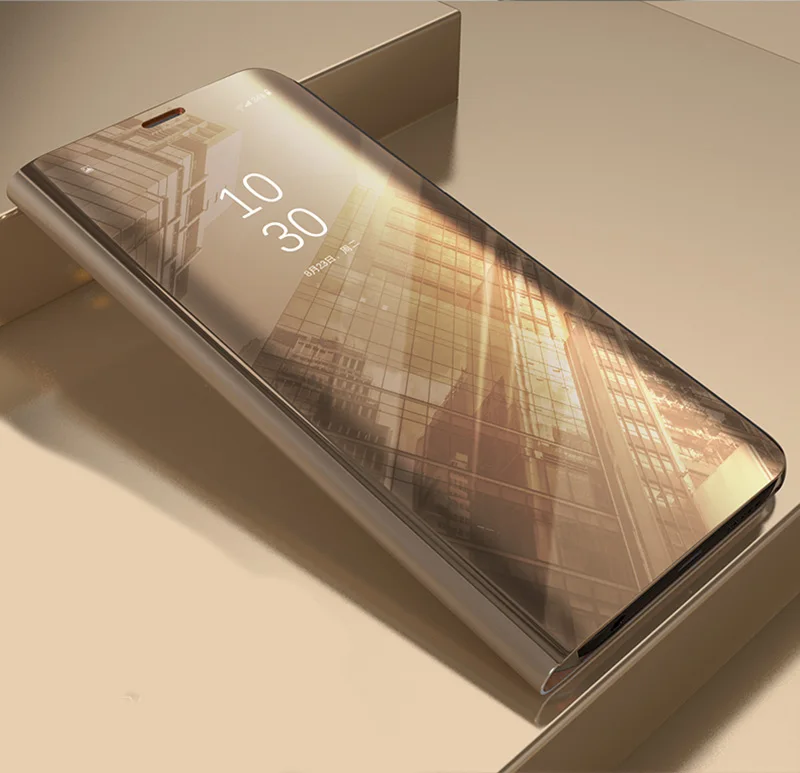 Gold Умный зеркальный флип-чехол для samsung Galaxy S10 S8 S9 плюс S10E S6 S7 Edge Note 9 8 J7 J5 A6 A8 J4 J8 J6 плюс A5 крышка - Цвет: Gold
