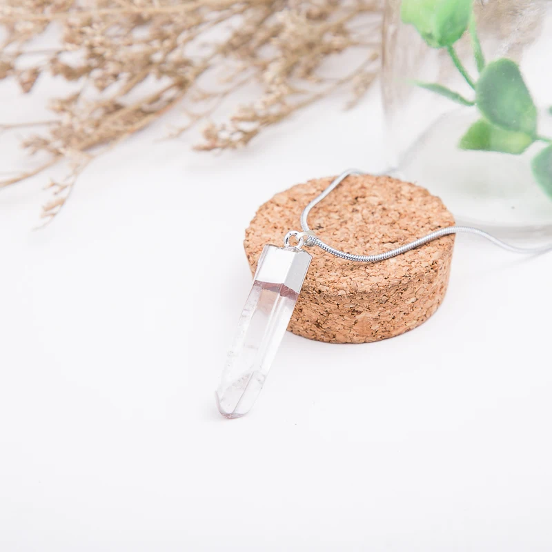 2018 Silver Plated Rough Natural Stone Necklaces Pendant Drusy White Crystal clear Quartz Necklace For Women Fashion jewelry | Украшения и