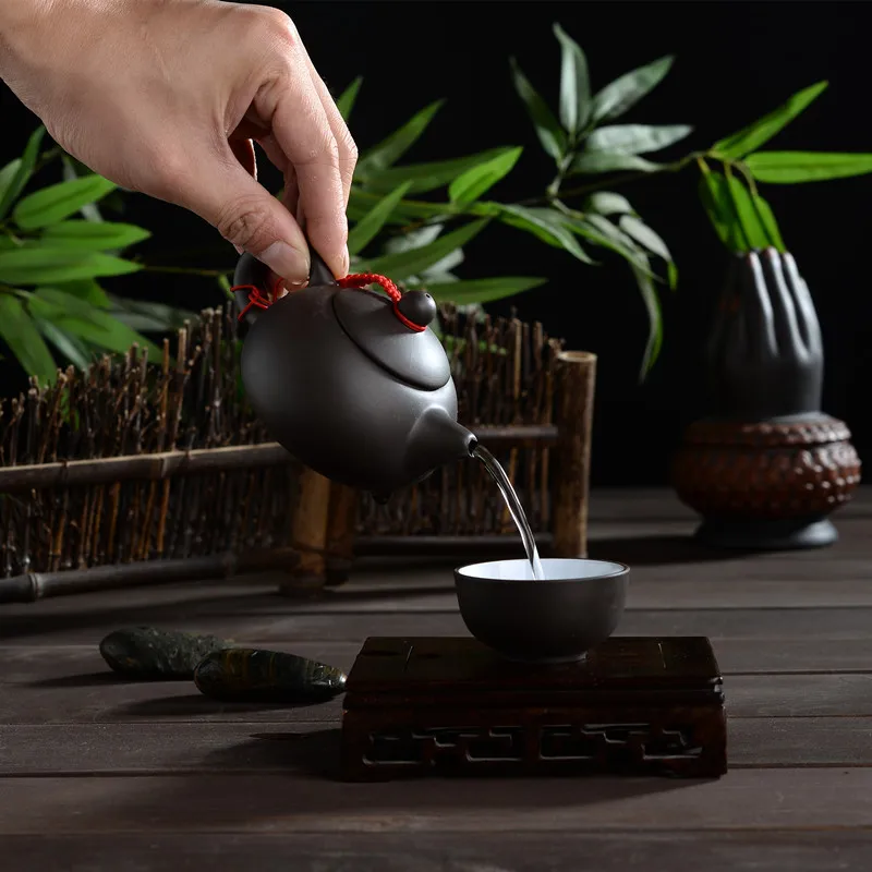Чайник с фиолетовым песком Бытовая керамика чайный набор кунг фу фарфоровый