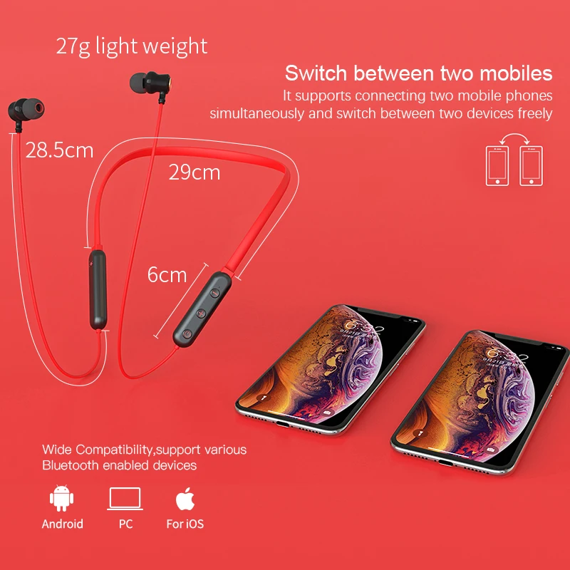 

NILLKIN true wireless Bluetooth earphone 5.0 neckband headphone microphone Metal Magnetic Headset Earbuds Gaming Running sport