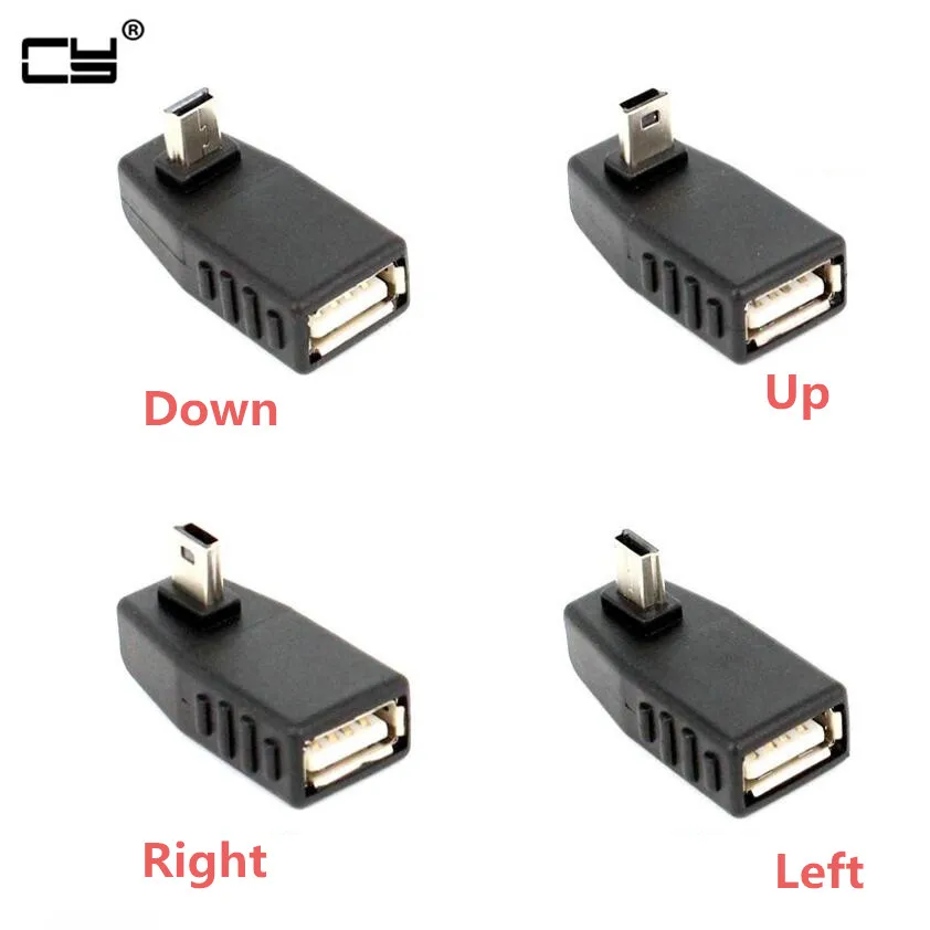 USB мама к мини usb папа 90 градусов вниз правый угол левый вверх OTG адаптер для