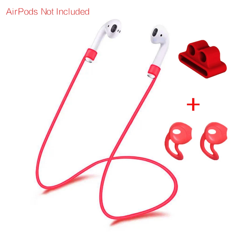 3 in 1-red Аксессуары для наушников, наушники-вкладыши, колпачки для Apple Airpods, Earpods, чехол, анти-потеря, держатель для Airpods TWS, i12 i9s, i30, i10, i7s - Цвет: 3 in 1-red