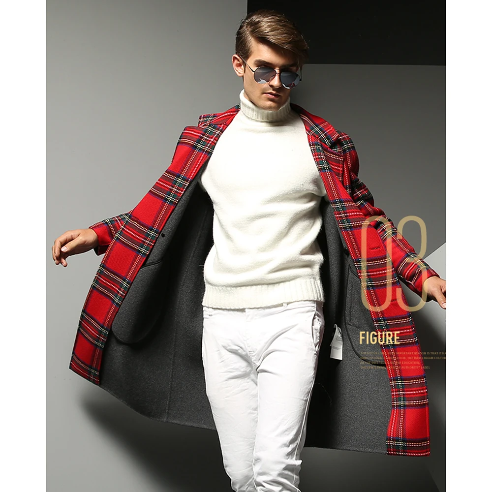 100% натуральная шерсть джентльмен пальто из натуральной двусторонней шерсти