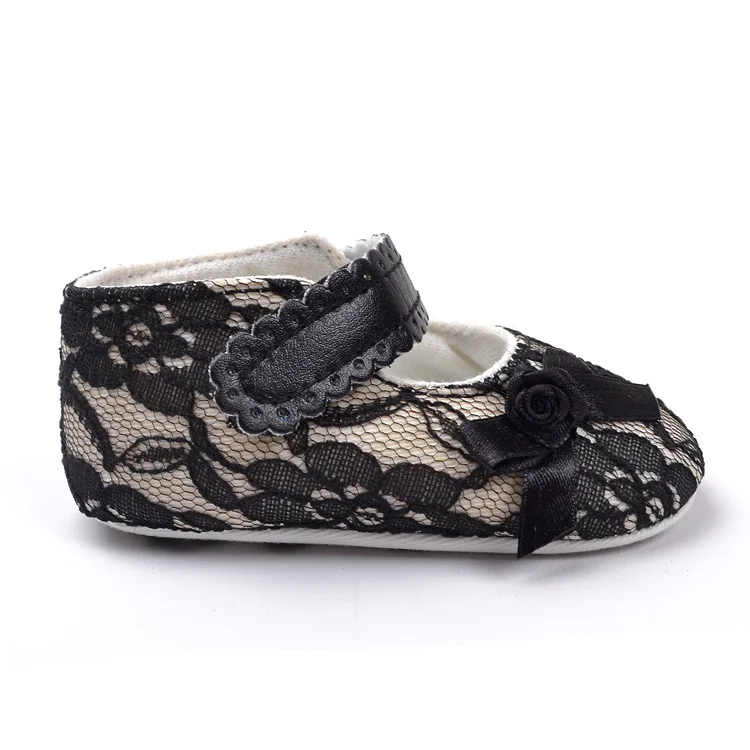 

Baby Girl Black Lace Shoes Toddlers Princess First Walkers New Fashion Soft Sole Baby Shoes with Cute Bowknot Drop Free Shipping