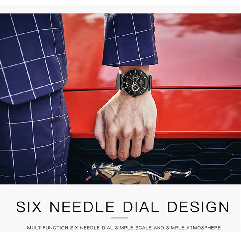 BIDEN модные часы мужские водонепроницаемые тонкие сетчатые ремешок