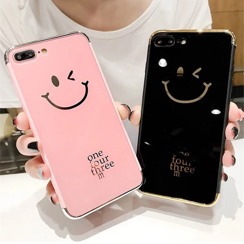Роскошные зеркальные чехлы со смайликом для телефонов iPhone 7 8 6 6s Plus X Cute Hello Case IPhone Xs