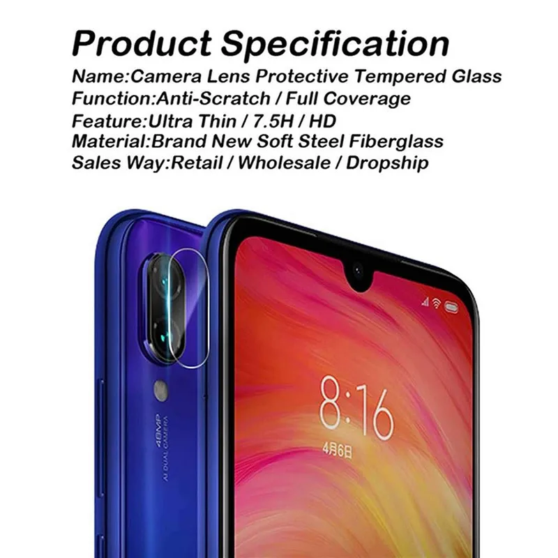 Защитная пленка для объектива камеры Xiaomi Redmi Note 7 6 Pro мягкое закаленное стекло