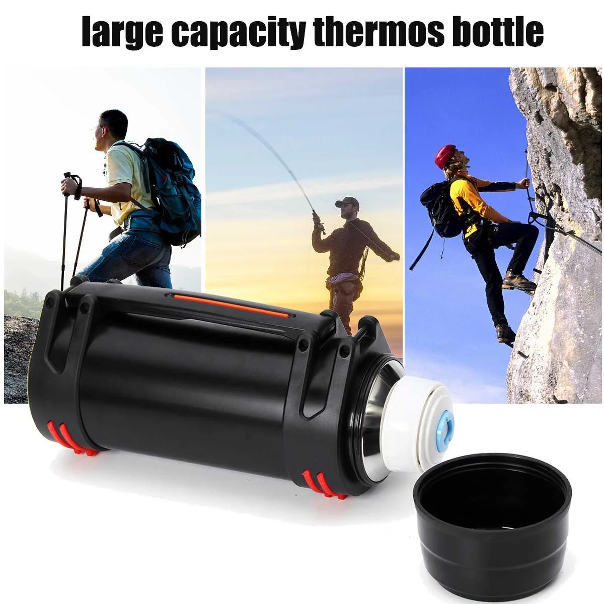 YKPuii 2000ml 3 Colors Stainless Steel thermoses Bottle Cup Ourdoor Sport Travel Mug Insulation Pot Vacuum Flask For Coffee Tea