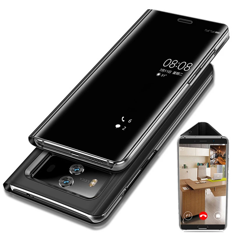 Для Huawei P20 Pro Smart Flip Чехол для Mate 10 Mate10 Lite чехол зеркальный вид Honor V10 9 Capa|Бамперы| |