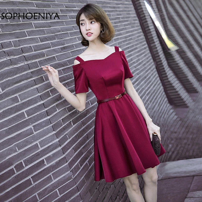 

Новое поступление с коротким рукавом темно-красные вечерние платья 2021 Чай Длина Vestido de festa longo abendkleider, элегантное вечернее платье