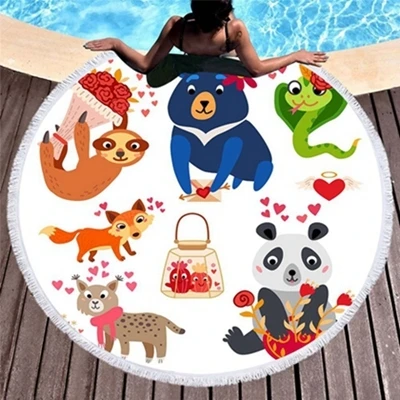 Beach towel6 Круглое пляжное полотенце с рисунком динозавра из мультфильма с кисточками и животными, детское пляжное полотенце из микрофибры, декоративный коврик для йоги для взрослых и детей - Цвет: Beach towel6