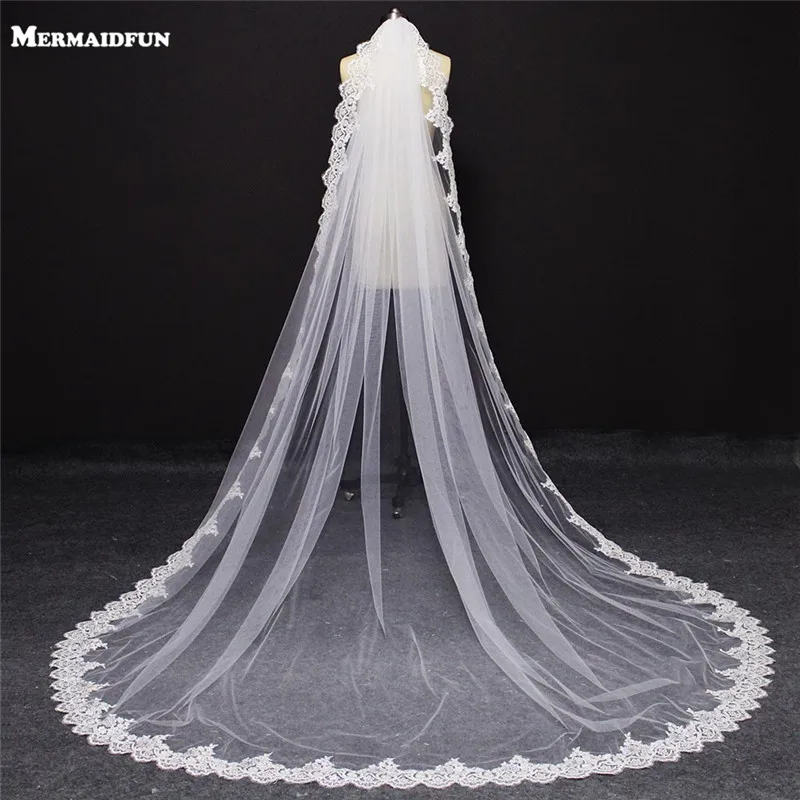 

Фата свадебная Однослойная с гребнем, однослойная с блестящими кружевными краями, 3 метра, белая/цвета слоновой кости