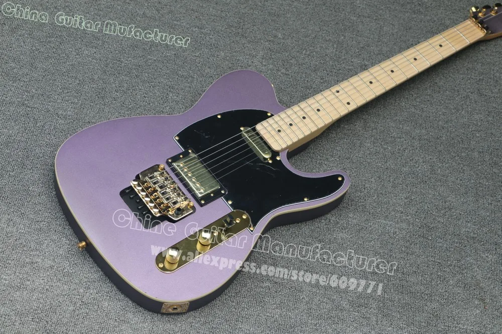 Высокое качество на заказ матовая фиолетовая Tele электрогитара двойная tremolo