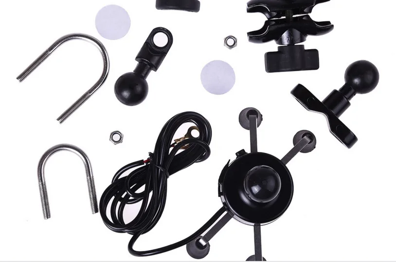 A style Black 2в1 USB универсальный заряжаемый держатель для телефона для мотоцикла 360 Универсальный вращающийся держатель для мобильного телефона с зеркалом заднего вида - Цвет: A style Black