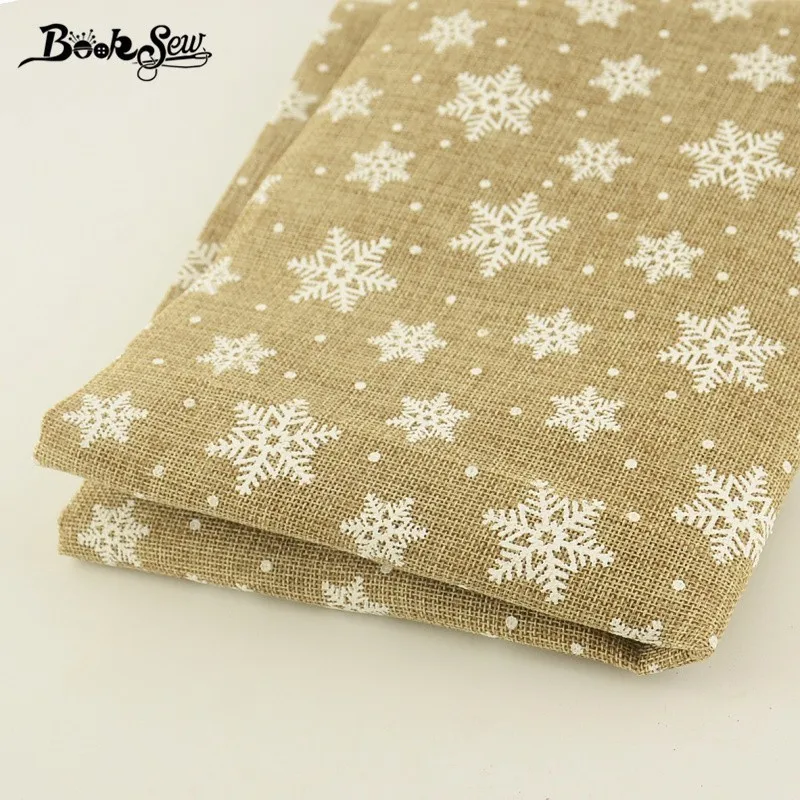 Booksew Лен Ткань 50x150 см Новогодние товары Вышивание ткань Снежинка Дизайн для скатерти чулок мешок Подушка украшения дома