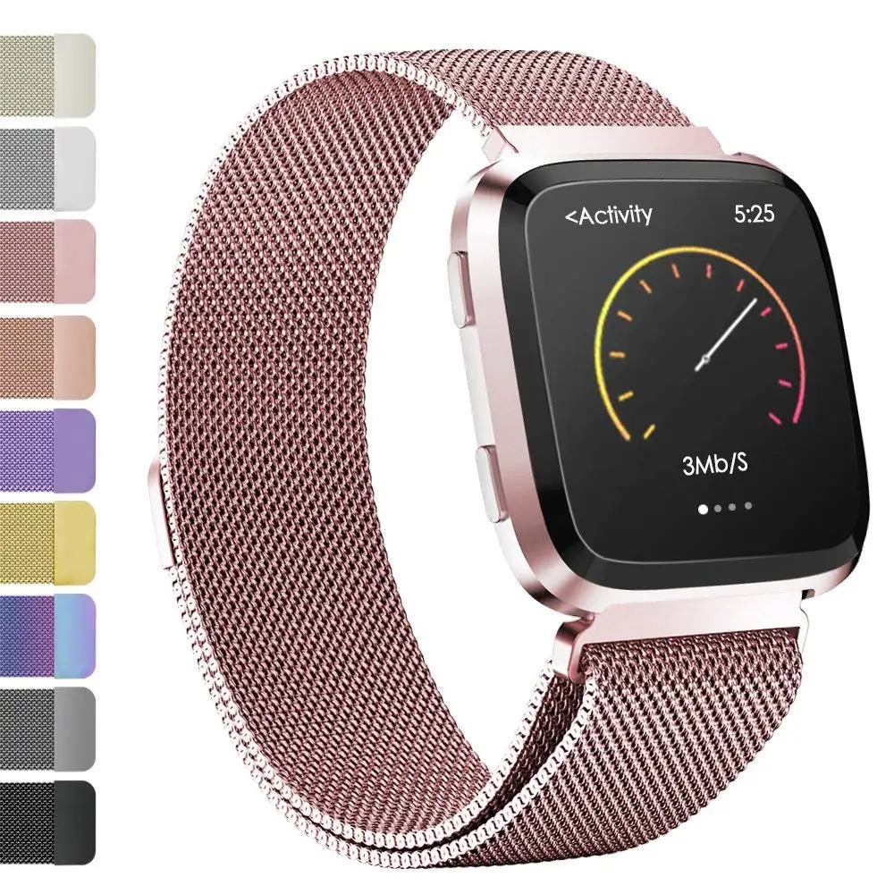 TORQUILA Milanese Loop для Fitbit Versa Smart Watch Band Регулируемая Замена из нержавеющей стали с уникальным магнитным замком - Цвет ремешка: Pink