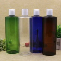 210pcs 500ml press cap empty plastic transparent lotion refillable bottles pet disc top cap shampoo emulsion cosmetic container