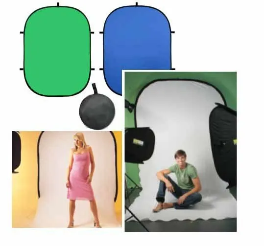 Портативный уличный фон для фотостудии 60x90 см с зеленым и синим экраном 2 в 1