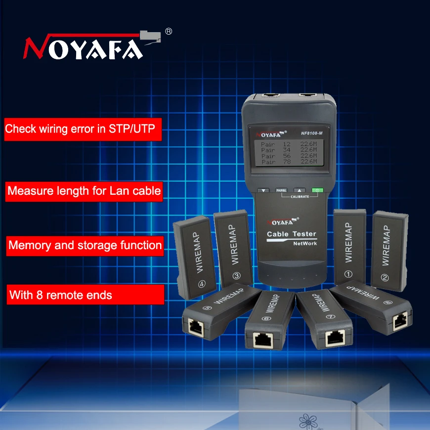 Длина Кабеля Тестер! NOYAFA NF8108-M сетевой кабель тестер метр Длина 8 удаленных блоков Cat5E/6E UTP STP CAT5 RJ45