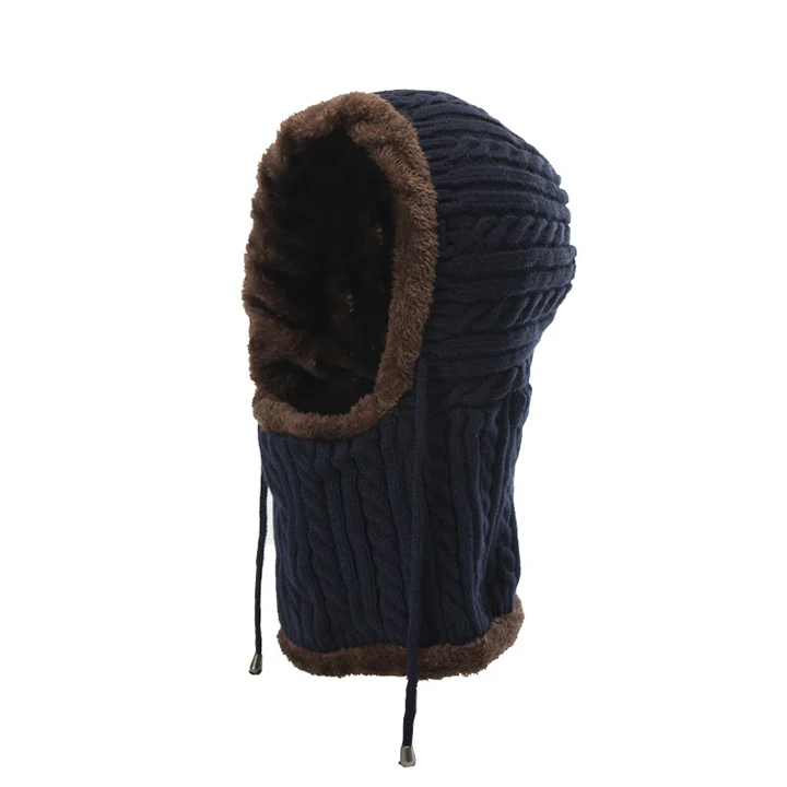 navy hat YOZIRON/вязаный шарф, шапка, теплые зимние шапки для мужчин и женщин, взрослых, повседневные Бархатные утепленные женские лыжные шапочки, маска - Цвет: navy hat