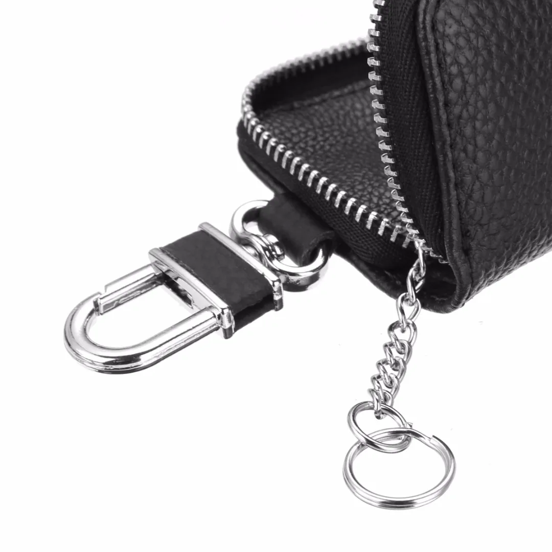 

Black PU Leather Car Key Chain Holder Bag Case Universal Automobile Smart Remote Key Fob Bag Cover High Quality