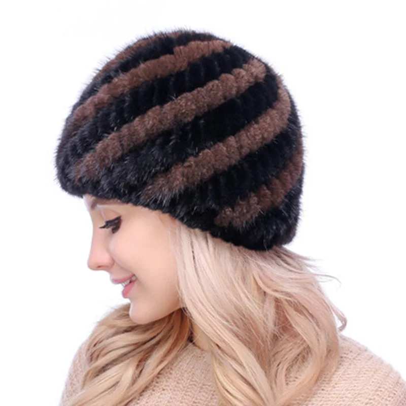 Ruihu Для женщин Ананас Стиль шапка норковая Мех животных теплые толстые Кепки