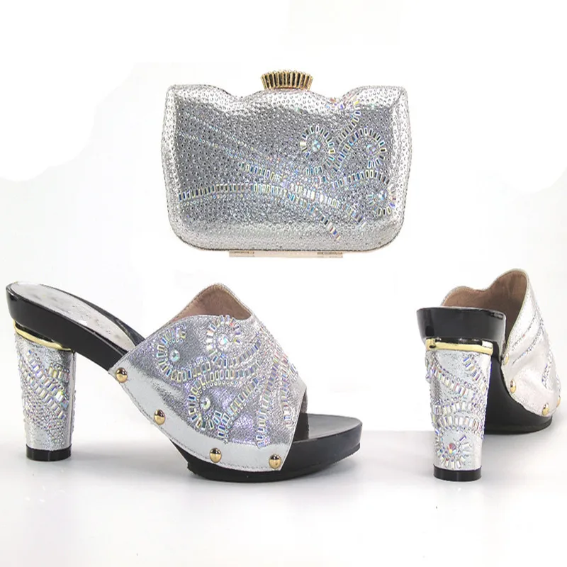 2017 Новое ЗОЛОТО Итальянская Обувь И Сопрягая Мешки С Каменными Высокий Каблук