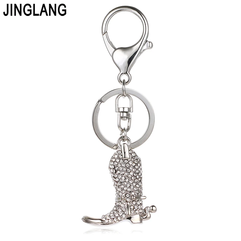 JINGLANG двухцветные брелоки с застежкой лобстером белыми кристаллами в форме
