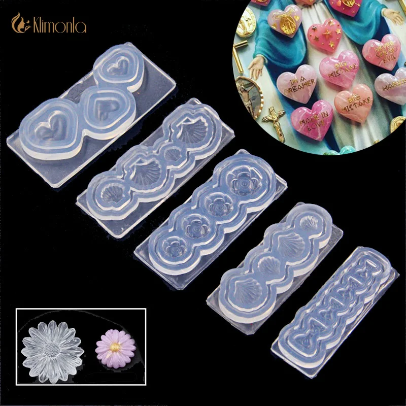 

1pcs 3D Nail Art Silicone Carved Mold Stone Heart Crystal Designs Decorations Tools DIY Acrylic Nails Silicon Gel Template