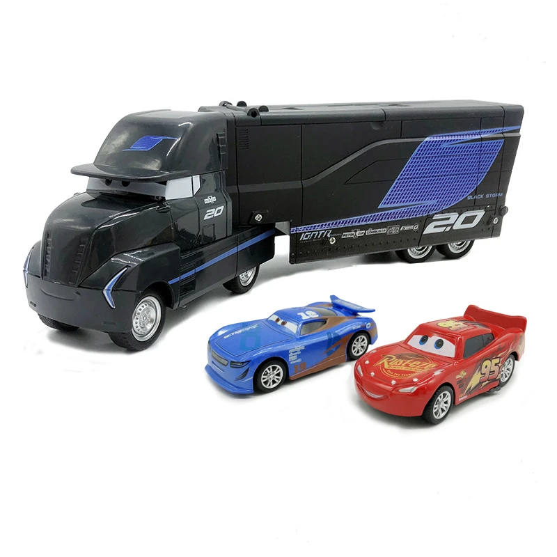 Disney Pixar Cars 2 3 Jackson Storm Truck Mack Uncle Toys Lightning McQueen 1:55 Diecast Model Car Toy Children Birthday Gift - Цвет: 3pcs black blue red