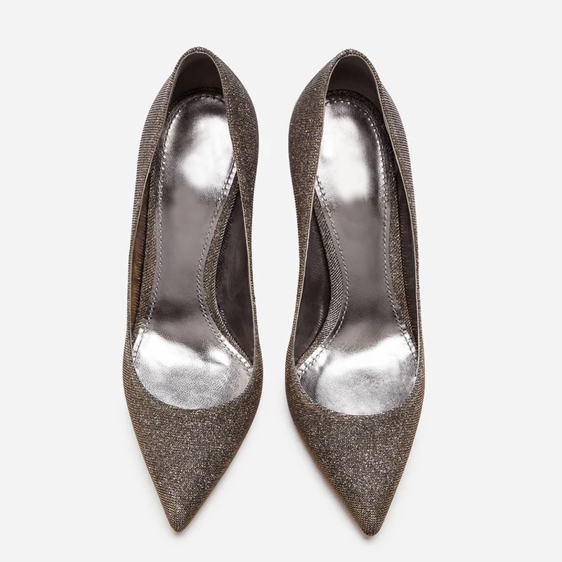 

Brand Women Sequined Pumps Pointed Toe Thin Heels Pumps Wedding Shoes 10cm