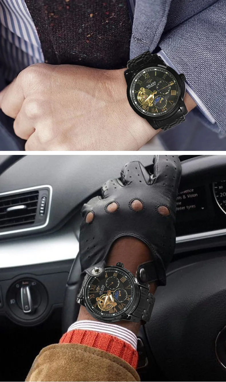 AILANG деловые часы Мужские автоматические светящиеся часы мужские Tourbillon водонепроницаемые механические часы Топ бренд relogio masculino