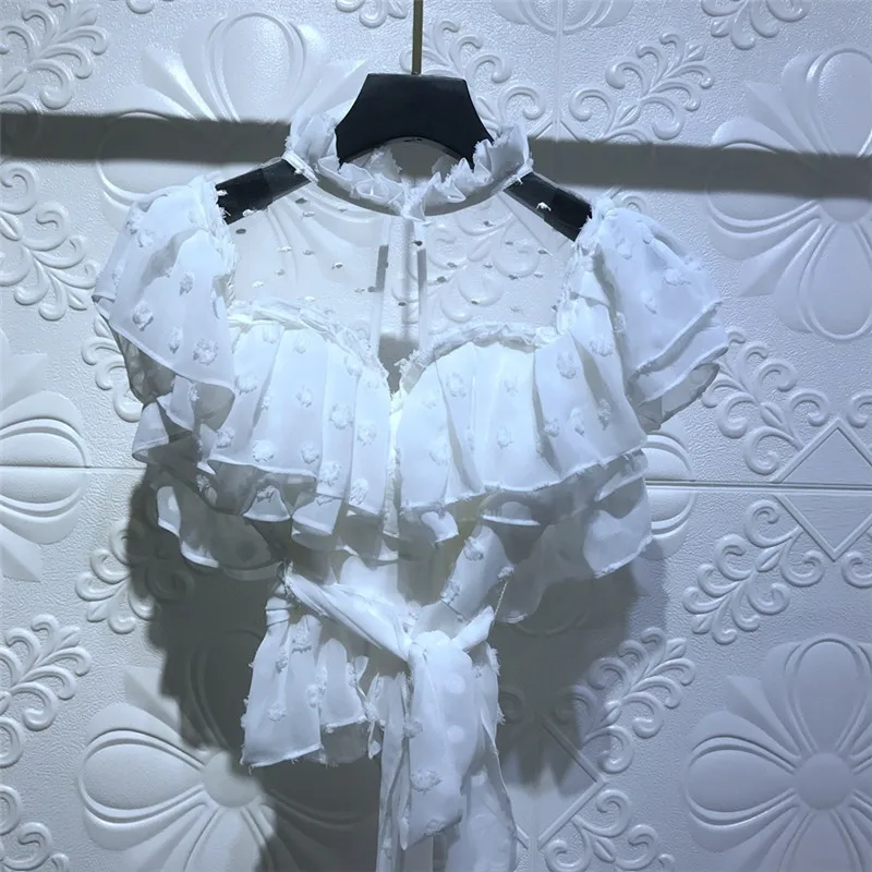 2019 модные кружевные Белые сексуальные женские плиссированные элегантные