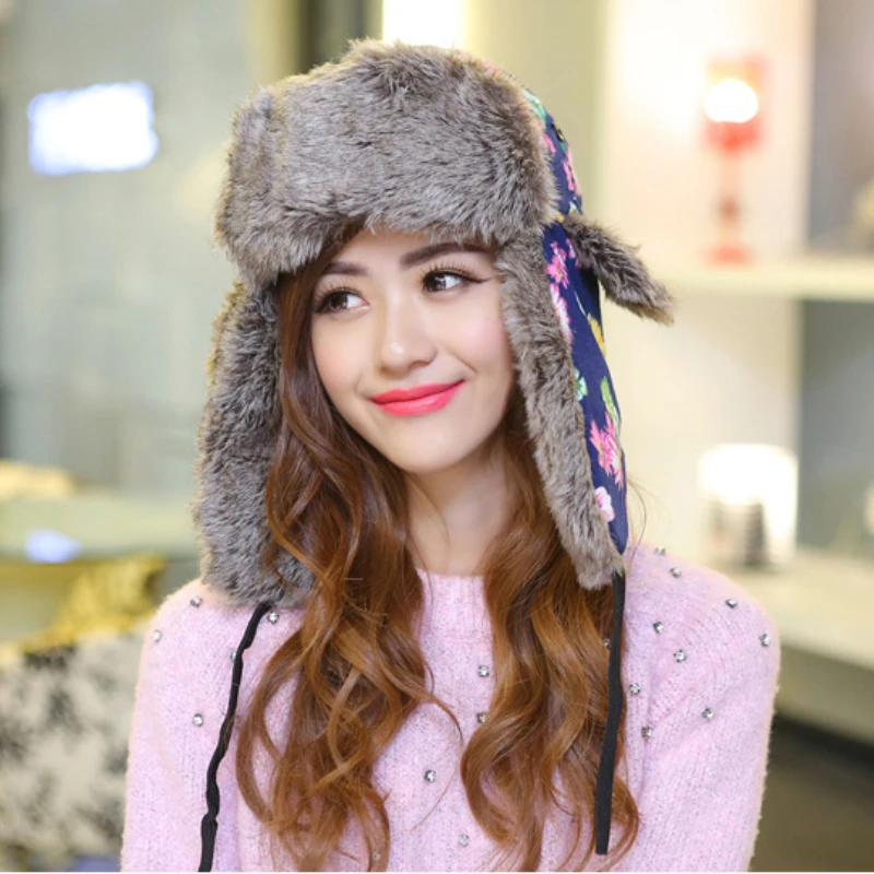 HT543 Новые популярные зимние русские меховые шапки для женщин женская