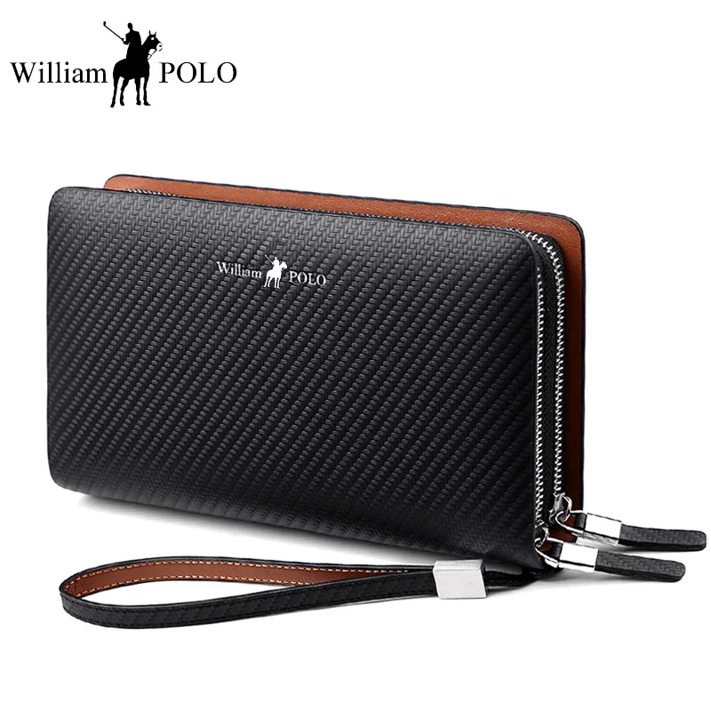 WilliamPOLO Для мужчин сцепления кошелек из натуральной кожи Организатор Длинный