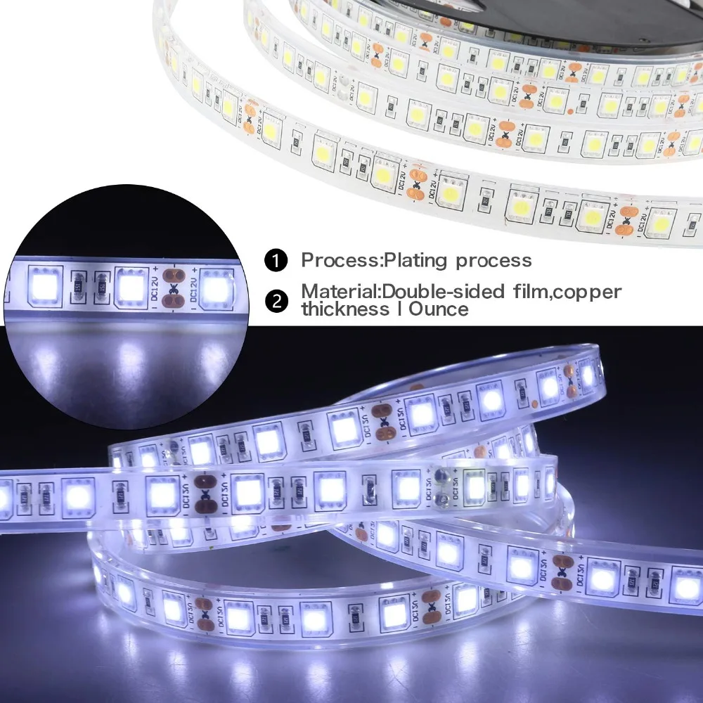 Светодиодный светильник SMD 5050 гибкая рулонная лента DC12V 60 Светодиодный s/m 5 м/лот IP68 Водонепроницаемый Аквариум подводный бассейн Украшение