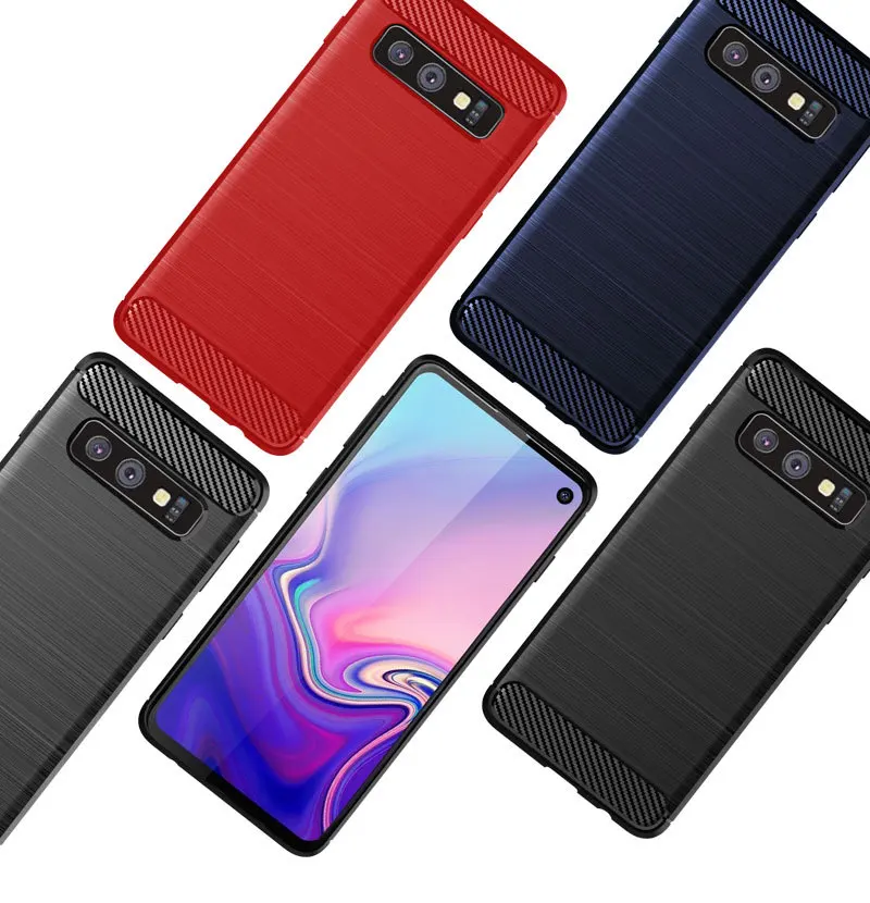 Чехол для Samsung Galaxy S10 Plus мягкий силиконовый армированный чехол из углеродного