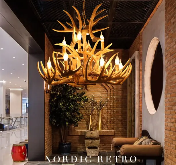 Antler Chandelier 6 Head+3/9 Hesd+3/9 Hesd+6/9 Hesd+9 Lamp American Retro Resin Deer Horn Lamps Home Decoration Lighting | Лампы и