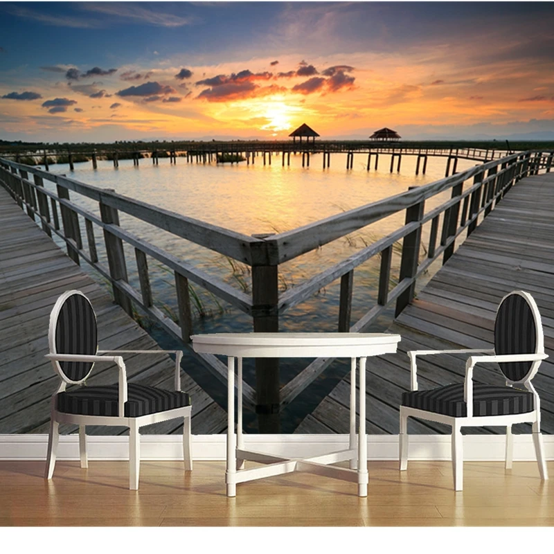 Пользовательские обои с природными пейзажами вид на море восхода солнца 3D