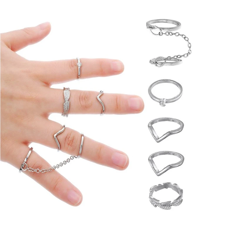 6 шт/набор городской панк золотой стеклообразный милый кольцо над суставом средний кольца для женщин мужчин вечеринка аксессуары aros anel #83491 on