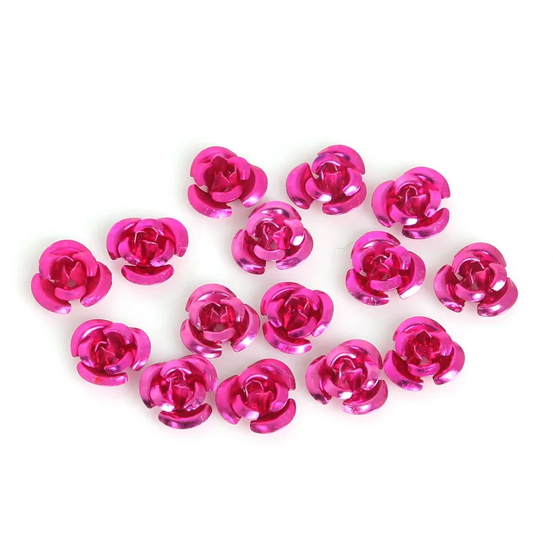 Fuchsia 100 шт розы алюминиевые спейсеры для украшений бусины 6 мм/8 мм/12 мм для браслета - Цвет: Fuchsia