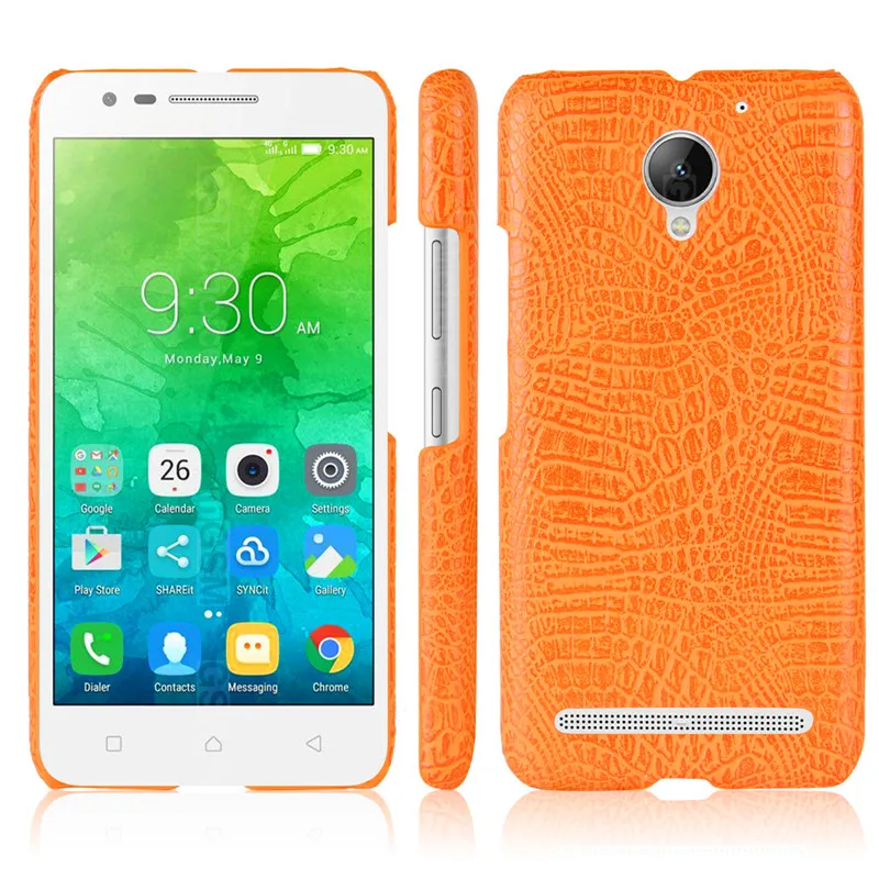 Lenovo Vibe C 2 C2 K10A40 5," чехол с узором «крокодиловая кожа» чехол из жесткого поликарбоната+ из искусственной кожи задняя крышка чехол для lenovo Vibe C2 Жесткий Чехол для мобильного телефона - Цвет: Orange
