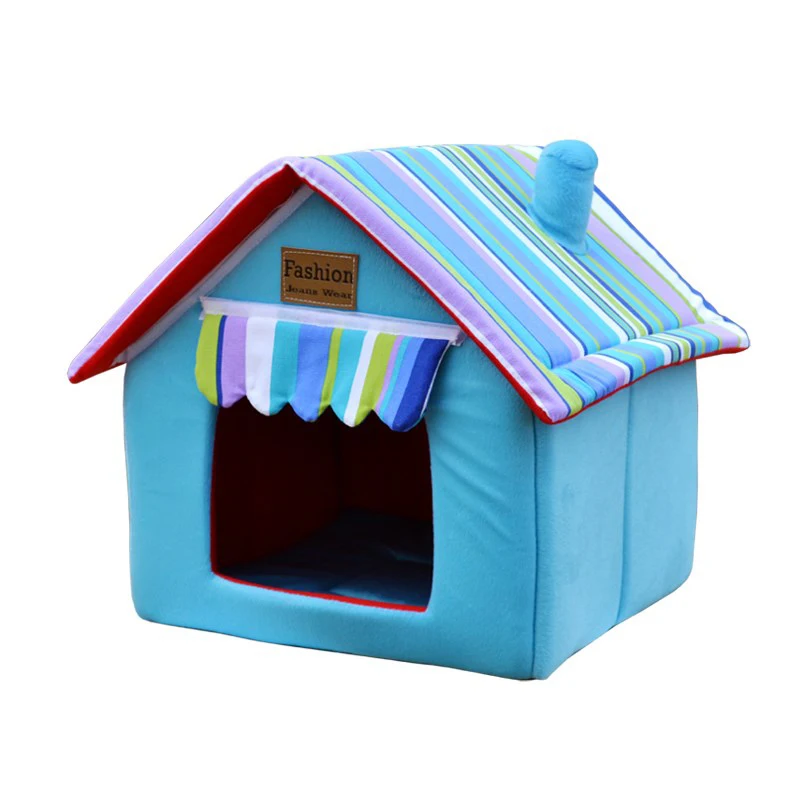 Новинка модный съемный коврик в полоску домик для собак кровати маленьких и