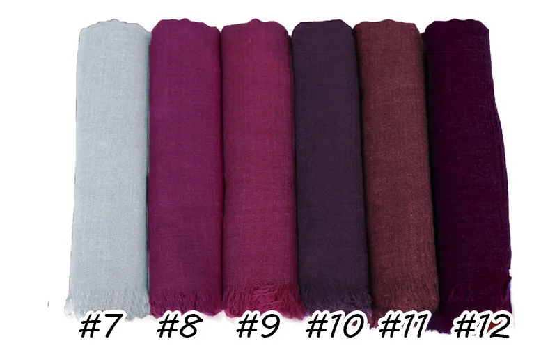190*120cm oversize women muslim plain frayed hijab scarf femme musulman headscarf islamic shawls crinkle solid pashmina hijabs