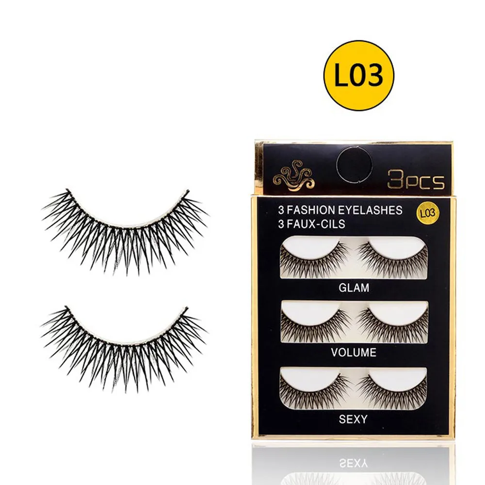 Мягкие 3 пары длинных крестиков для макияжа Толстые Накладные ресницы глаз Nautral