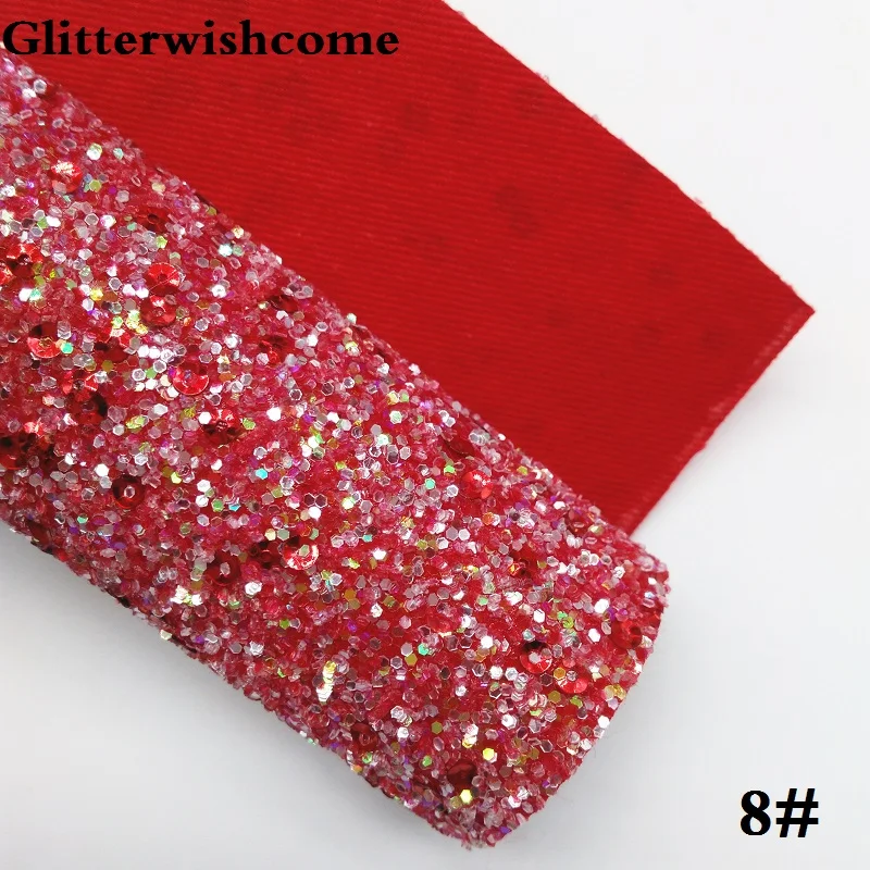 8 Glitterwishcome 21X29 см A4 Размеры синтетическая кожа, с эффектом блестящей кожи с блестками, блестящие виниловые обои для банты, GM031A - Цвет: 8