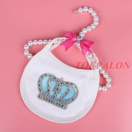 Детские нагрудники, Слюнявчики, одежда со стразами Корона белого цвета хлопок babador маленьких Платочек-Слюнявчик - Цвет: blue color