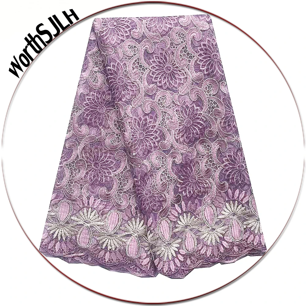 Тюль последние Африканские кружева 2019 вышивка африканский лиловый кружевная