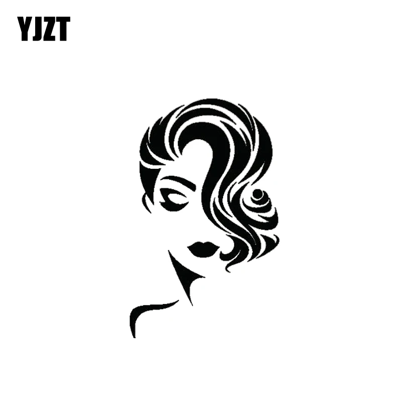 

YJZT 7,1*11,5 см элегантная привлекательная девушка лицо черная/серебряная Автомобильная Наклейка Виниловая наклейка фантастический интересны...