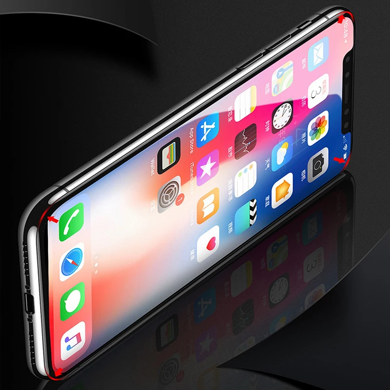 Закаленное стекло TeoYall с маленькими краями 6D для iPhone XS Max XR X Защита экрана Apple 6 6s 7 8